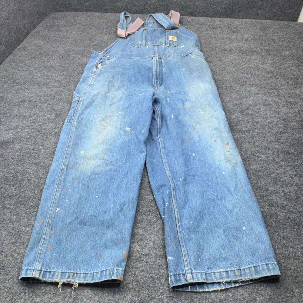 Vintage Carhartt Overalls Mens 42x30 Blue Denim Bib Work Dungarees Painter 90s